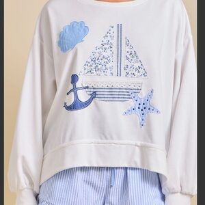 Main Strip White and Blue Nautical Sweatshirt